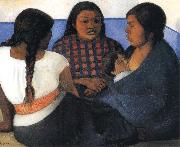 Diego Rivera The Three women and Child oil on canvas